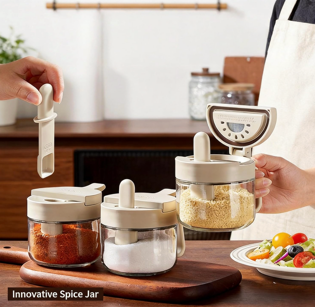 Glass Spice Jars with Spoon